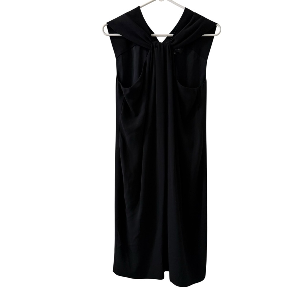 St. John Black Twist Front Midi Dress Size 10